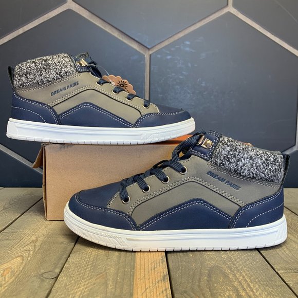 ~New W/ Box! Kids Dream Pairs Navy Sneaker Boots Comfortable Fall Winter Size 3 - Picture 1 of 6